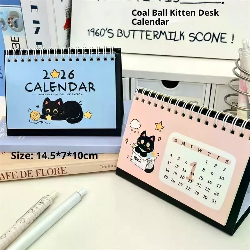 2026 Year Of The Horse Mini Calendars Creative Desk Portable Travel Calendars Cute Cat Pattern Calendar Desktop Decor Ornaments