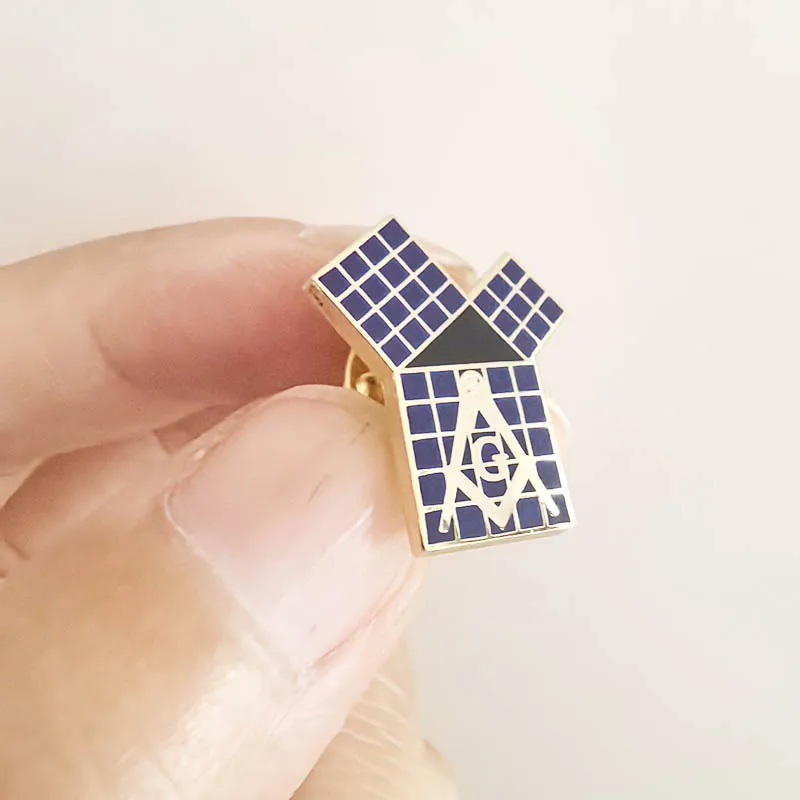 Freemasonry Theorem with Grid Metal Badges Enamel Masonic Metal Euclid's 47th Problem Pythagorean Lapel Pin