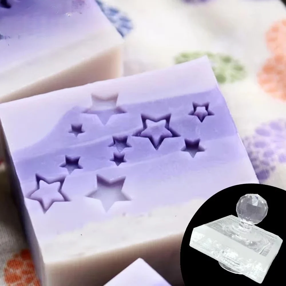 Molde de sello de jabón Natural de estrellas, herramientas de fabricación de jabón de vidrio orgánico Natural, transparente, hecho a mano, capítulo