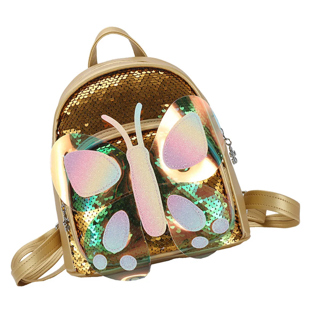 حقيبة ظهر لامعة ذهبية صغيرة حقيبة مدرسية حقيبة كتف للسفر ترتر جيوب كبيرة بسحاب حقيبة حفلة موسيقية على الشاطئ #6