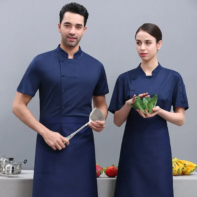 Breathable Mesh Chef Short Sleeve uniform Chef 's outfit Baker Work Clothes Waiter Restaurant Hotel Cook black Chef Coat food