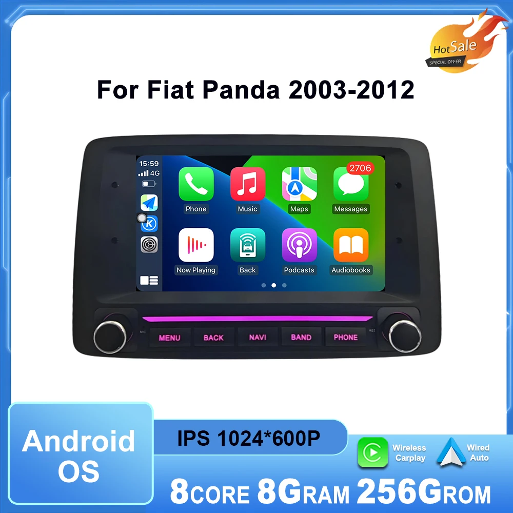 Android OS Intelligent System for Fiat Panda 2003-2012 Car Radio Multimedia Touch display Wireless CarPlay GPS Navi Wifi DSP BT