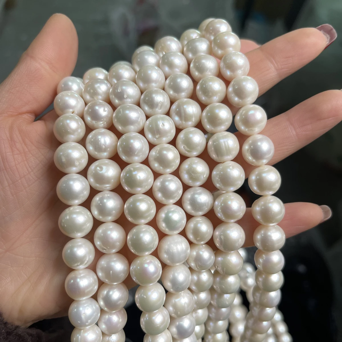 5A 11-12mm High Quality Large Round Beads Real Natural Freshwater Pearls for Jewelry Making DIY Necklace Bracelet Accessories