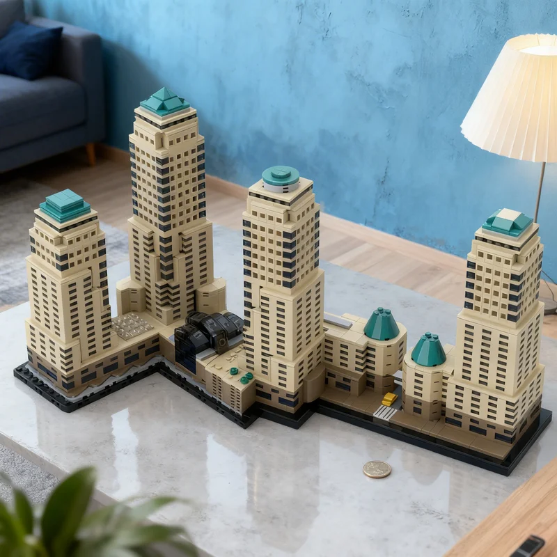 

3947 деталей MOC: Модель финансового центра мира, архитектурный конструктор, подарок для самостоятельной сборки, креативный коллекционный декор премиум-класса