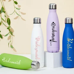 Bottiglia d'acqua sportiva isolata personalizzata Nome personalizzato Viaggio portatile Regalo personalizzato Bicchiere per matrimonio Regalo commemorativo per damigella d'onore