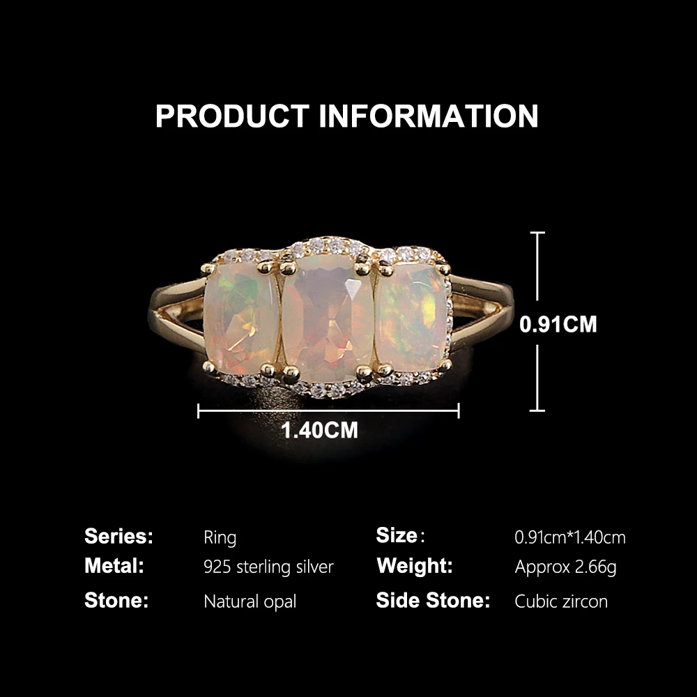TBJ,Natural cushion Opal women's ring Colorful October Birthstones 925 sterling silver fine jewelry for proposal engagement wear - view 4