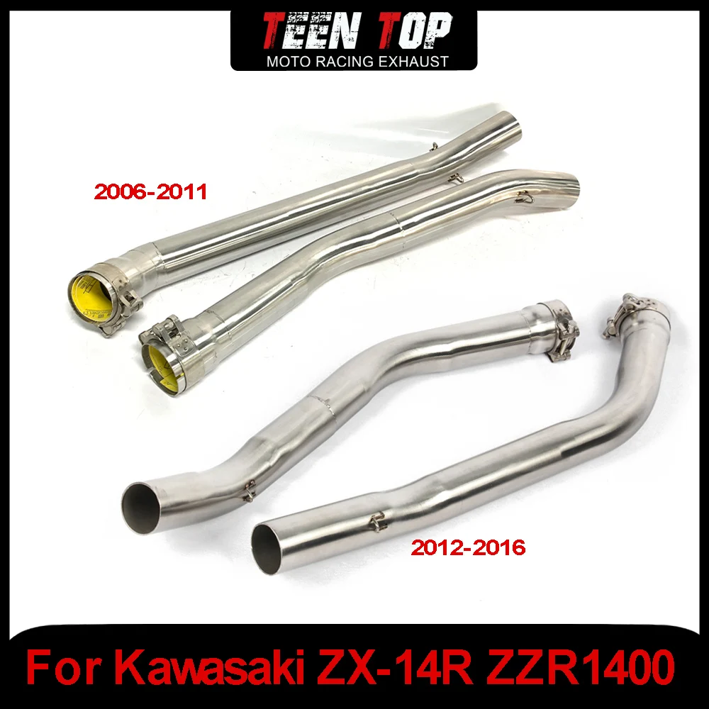 

51MM Moto Exhaust Mid Pipe Muffler Motorcycle Exhaust Escape For Kawasaki ZX-14R ZZR1400 Middle Link Pipe 2006-2011 12-16