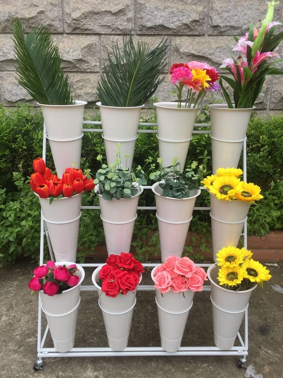 Hengyan large flower shop multi-layer  stand flower shop shelf wrought iron flower stand  shelf