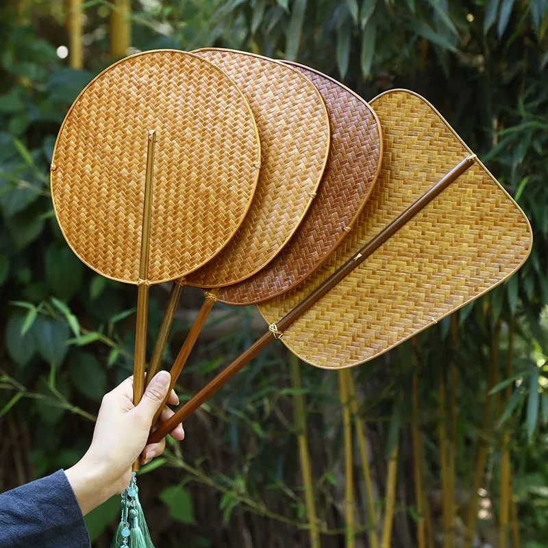 

Chinese style handmade bamboo large lacquer fan Chinese retro household summer cool cattail group banana waist