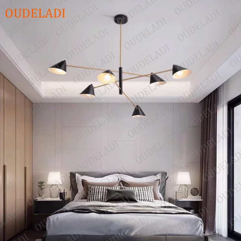 Creative Cone Shape Pendant Light Designe Sputnik chandelier Art Living Bedroom Dining Room Mutlti Arm Adjustable Luminaires