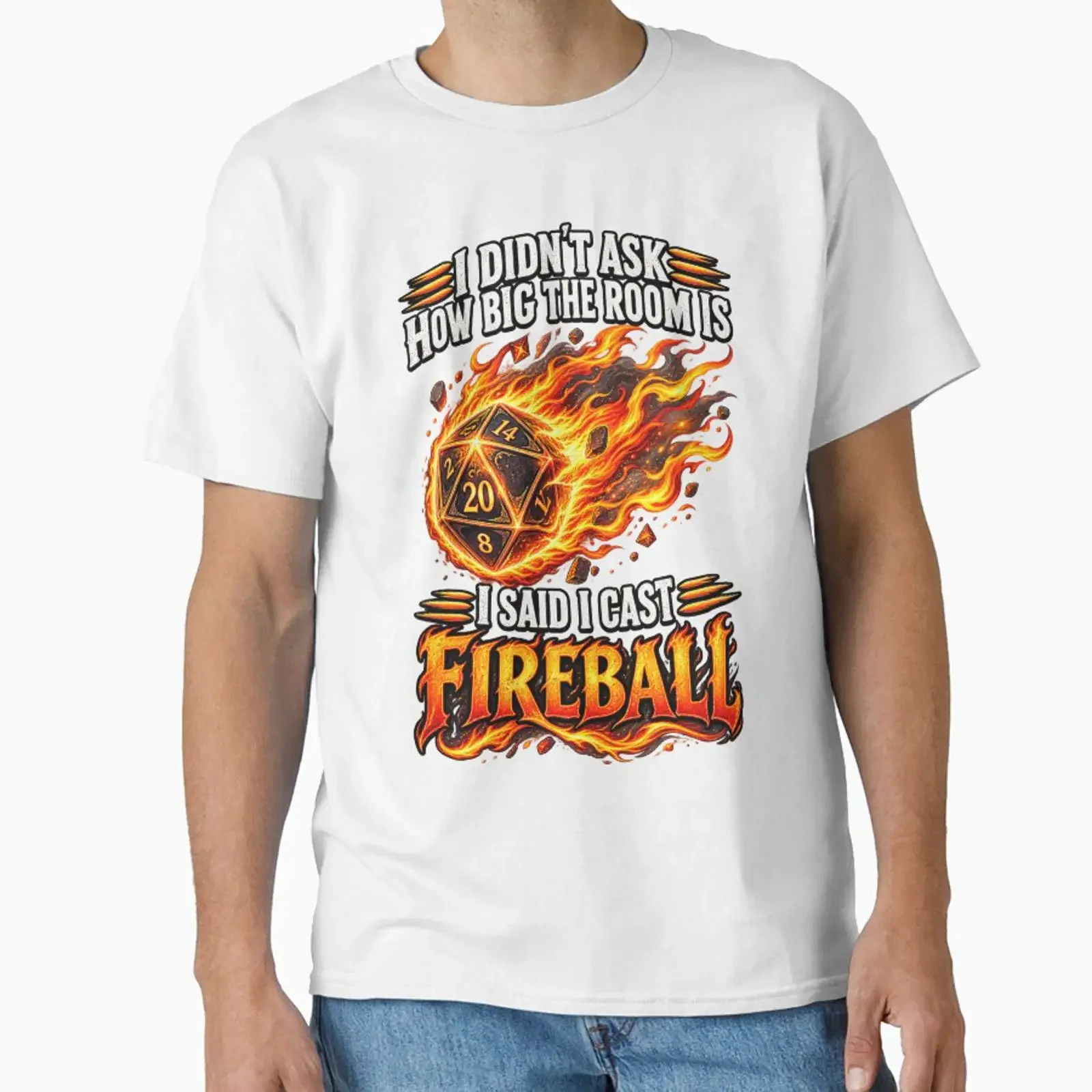Funny Tabletop RPG Fireball Dice I Cast designed and sold by Ayden World vintage Washed Stylish Breathable streetwear Unisex