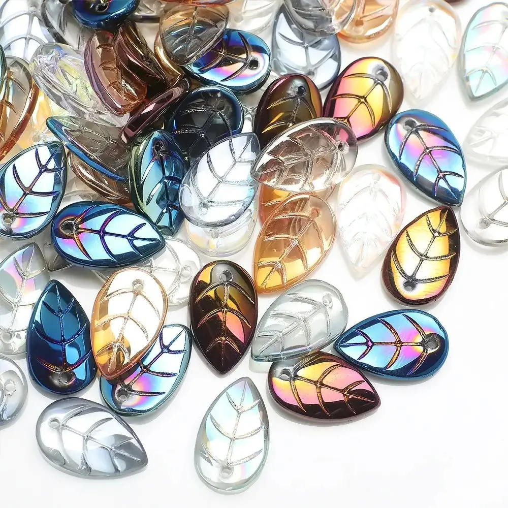 50 Stuks 10x18mm Glad Glas Blad Kralen Kristal Kralen Losse Kralen Voor Sieraden Maken Diy Armband ketting Oorbel Accessoires