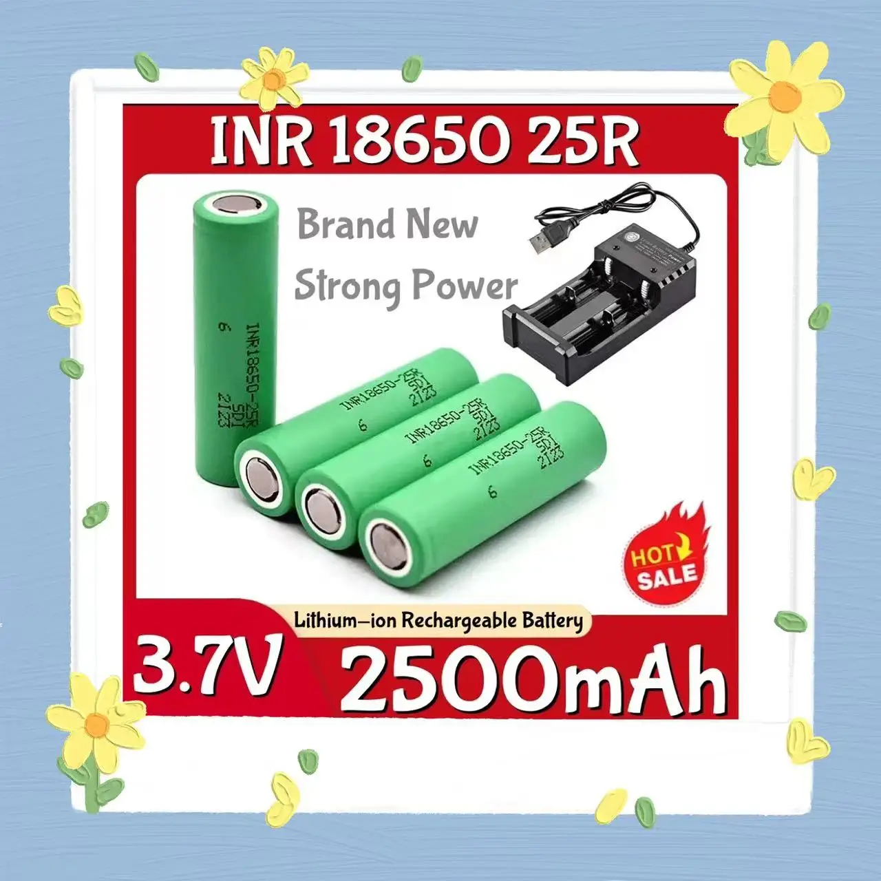 

3.7V 2500mAh,Lithium-ion Rechargeable Battery for Samsung 18650, 25R, Flash Tool