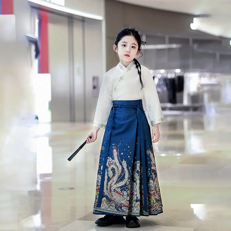 New Arrival Dress Vinatge Ancient Tang Suit Hanfu Cute Girls Horse-face Skirt Sweet Kids Princess Chinese Traditional Dress