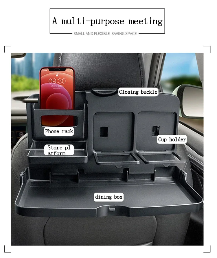 Tragbarer Auto Esstisch klappbare Lebensmittel becher Tablett Auto Innenraum Lager regal Rücksitz Tasse halten Multifunktion sauto Autoteile – Detail 5