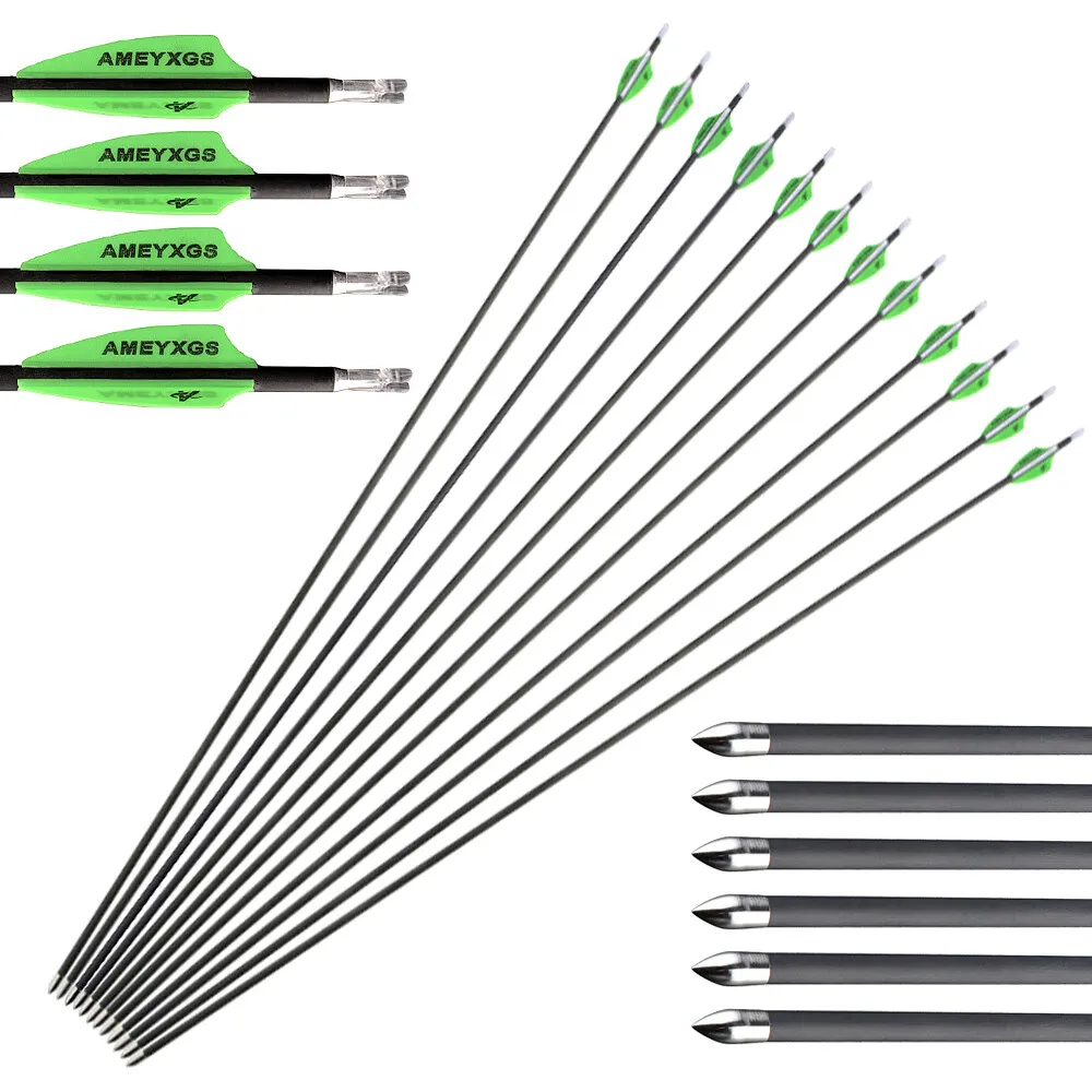 

6/12pcs Pure Carbon Arrow SP600 Archery 32inch Arrow 2inch Rubber Vanes Recurve Compound Bow Shooting Hunting Competitive Target