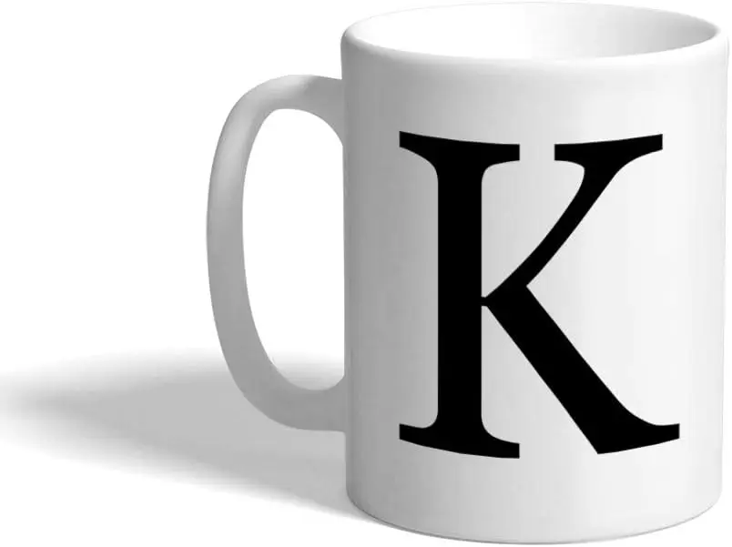 Custom Coffee Mug 11 Ounces Alphabet Letter Monogram K Ceramic Tea Cup Design Only