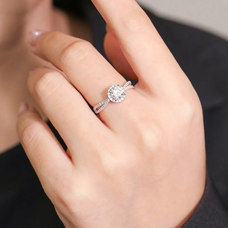 Huitan Elegant Round Cubic Zirconia Silver Color Wedding Rings for Women Eternity Marriage Engagement Accessories Hot Jewelry