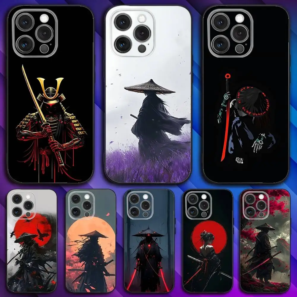 

Japanese Bushido Samurai Phone Case For iPhone 16,15,14,13,12,11,Pro,Max,Plus,X,XS,SE4,E,Mini,Soft Black Case
