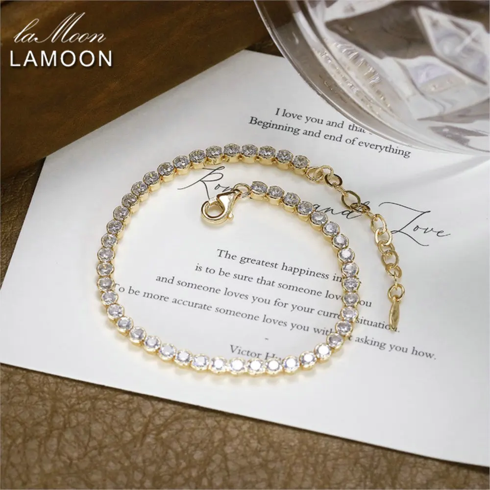 

LAMOON Ins, простые стили, стерлинговое серебро 925 пробы, позолоченный браслет 14 карат для женщин, изысканный ювелирный подарок для свадебной вечеринки