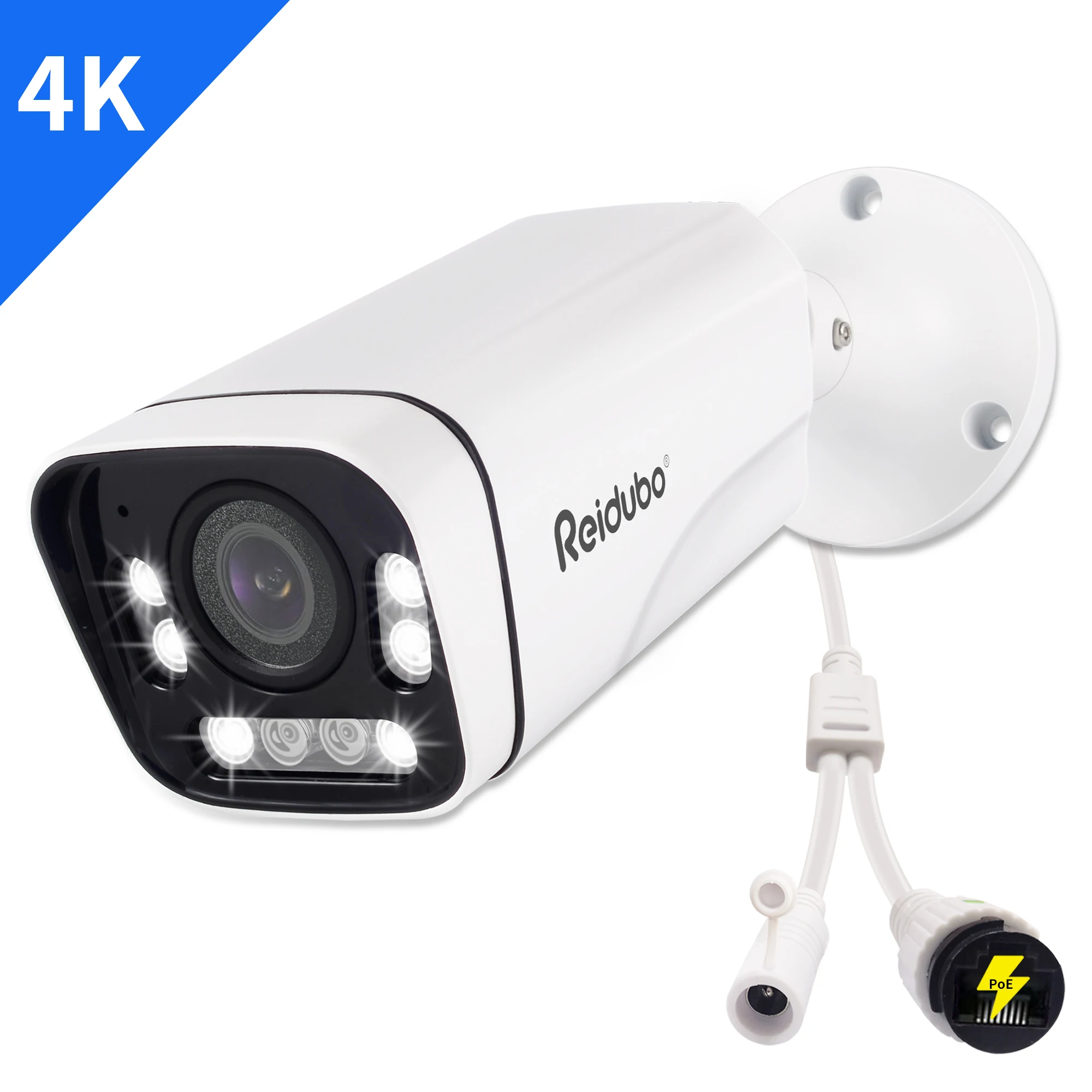 

4K PoE Security Cameras Outdoor, IP Bullet Camera, Metal Case, Two Way Talk, 98ft IR Color Night Vision, 80° FOV IP66 Waterproof