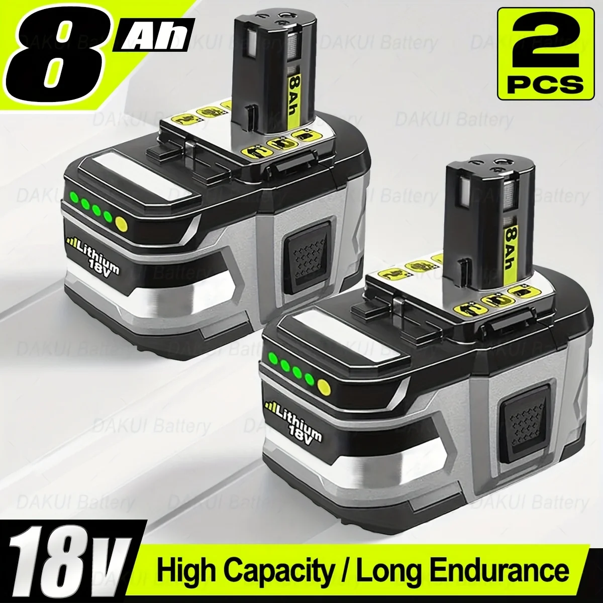 Batterie lithium haute performance RYOBI ONE+ 18V 8.0Ah à faible autodécharge, compatible avec tous les outils P104 P107 P108 RB18L50 RB18L20