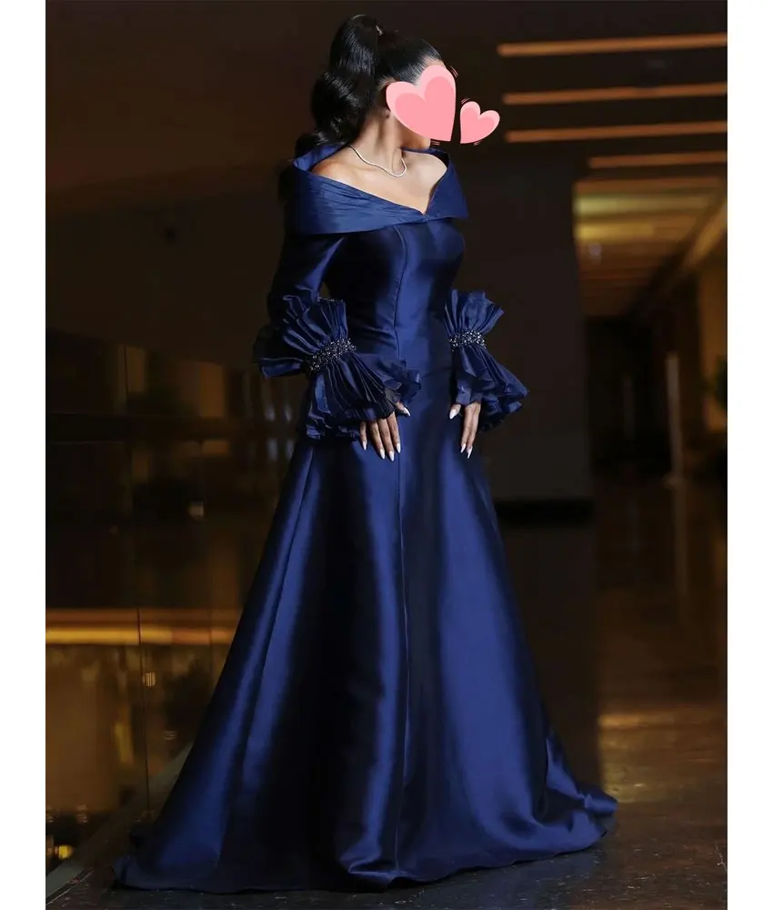 

Customized Graceful Crystal Ruffles Tiered Beading Satin A-Line Off the Shoulder Evening Dress Delicate Bespoke Occasion Gowns