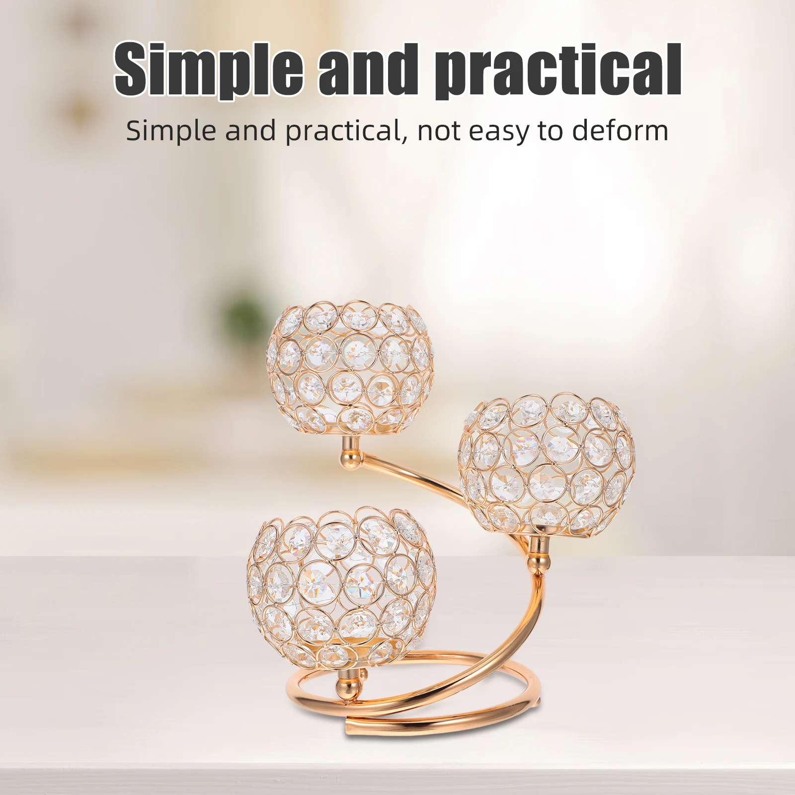 

Crystal Holder 3 Arms Table Centerpiece Decor for Wedding Home Decor Candelabra Tea Light Bowl