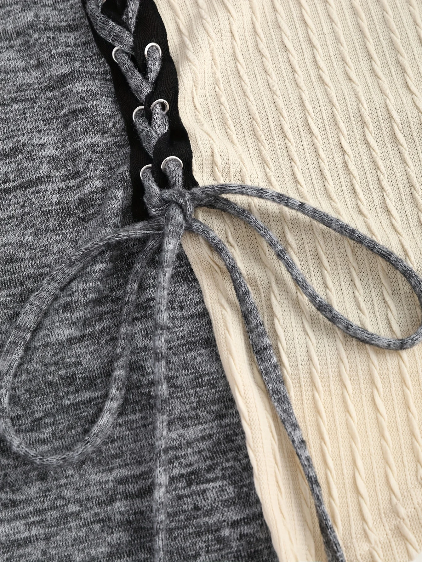 Europe and the United States fashion autumn and winter new lace-up decoration lapel imitation button hem long-sleeved shirt
