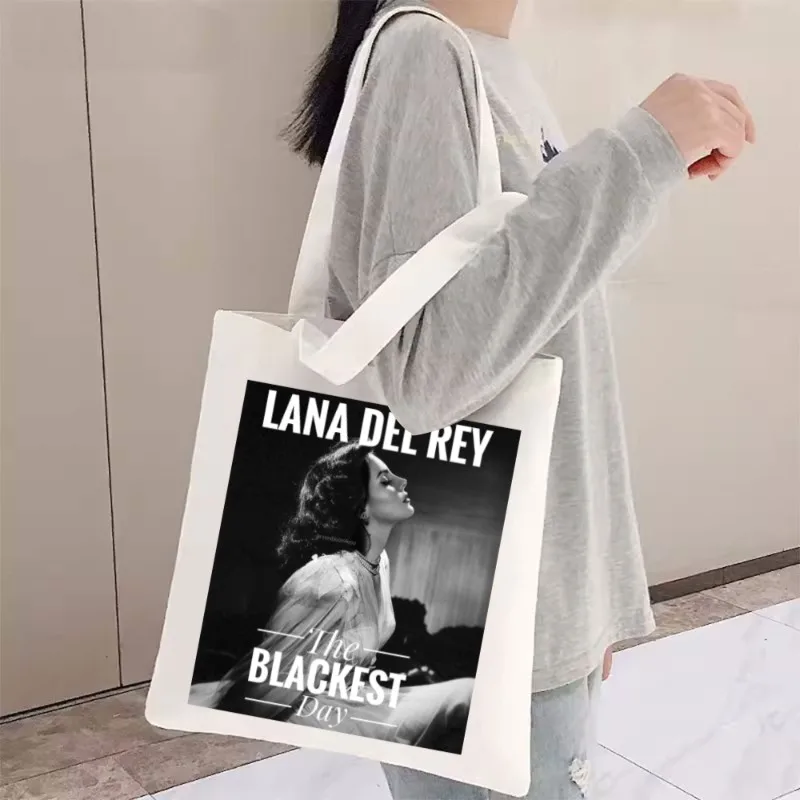 Lizzy-Canvas حقيبة حمل للنساء ، Lana Del Rey ، حقائب كتف ، تسوق جميل ، بقالة ، قابلة لإعادة الاستخدام ، مدرسة ، هدية للبنات