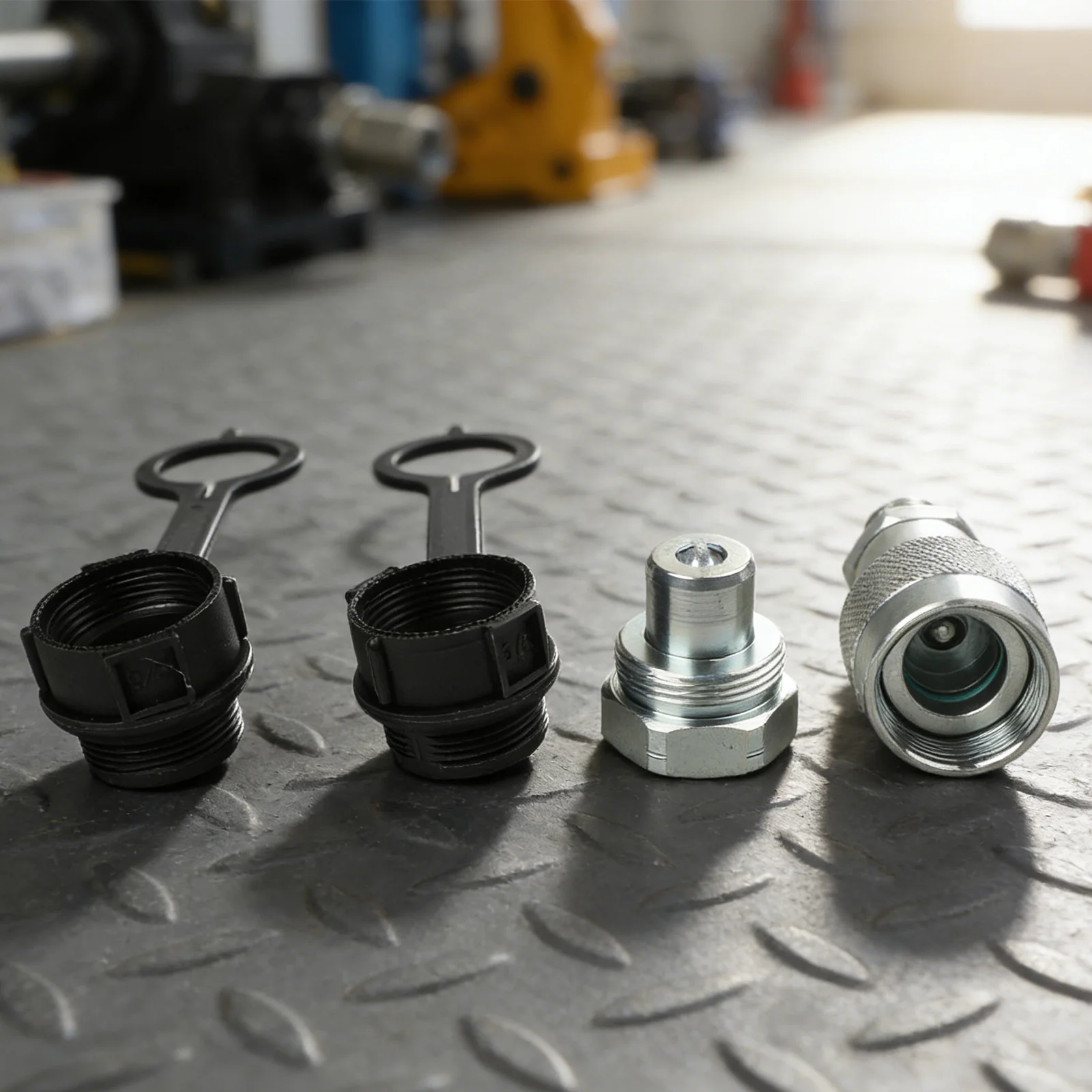 2Pcs Hydraulic Quick Connector Set NPT3/8 Flat Face Coupling For Enerpac C604 3000 Series Jacks Cylinder Fittings Adapter