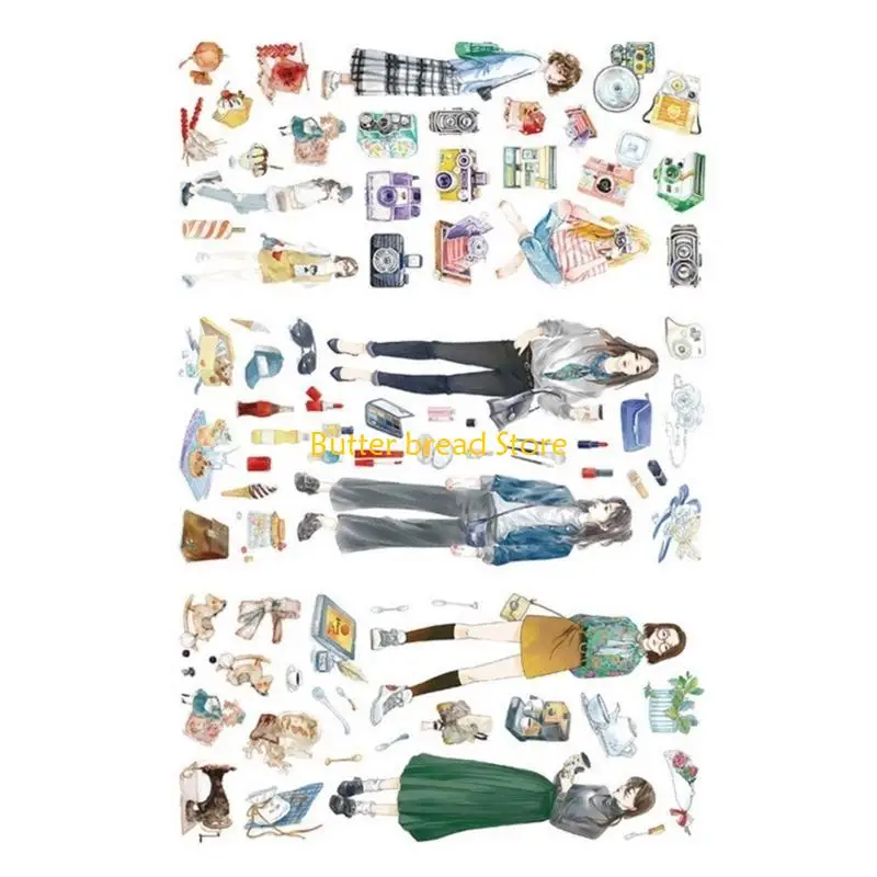 ملصقات ورقة زهرة W89C زهرة الرجعية ملصقات القصاصات ل DIY Craft ، Journal ، يوميات ، مخطط ، مغلفات ، سكرابوكينغ