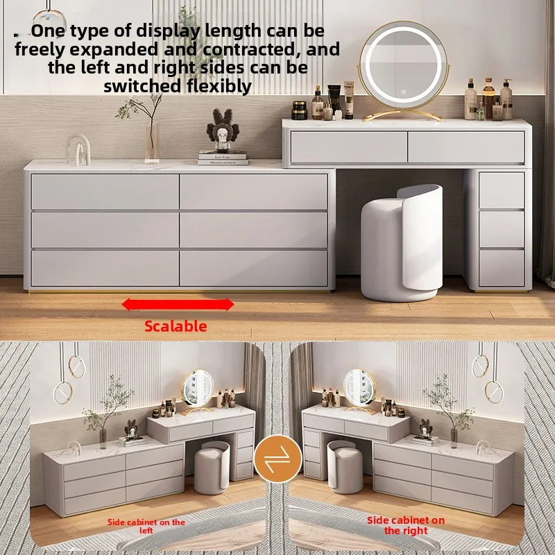 LH solid wood cream style dresser chest cabinet integrated combination light luxury modern bedroom makeup table