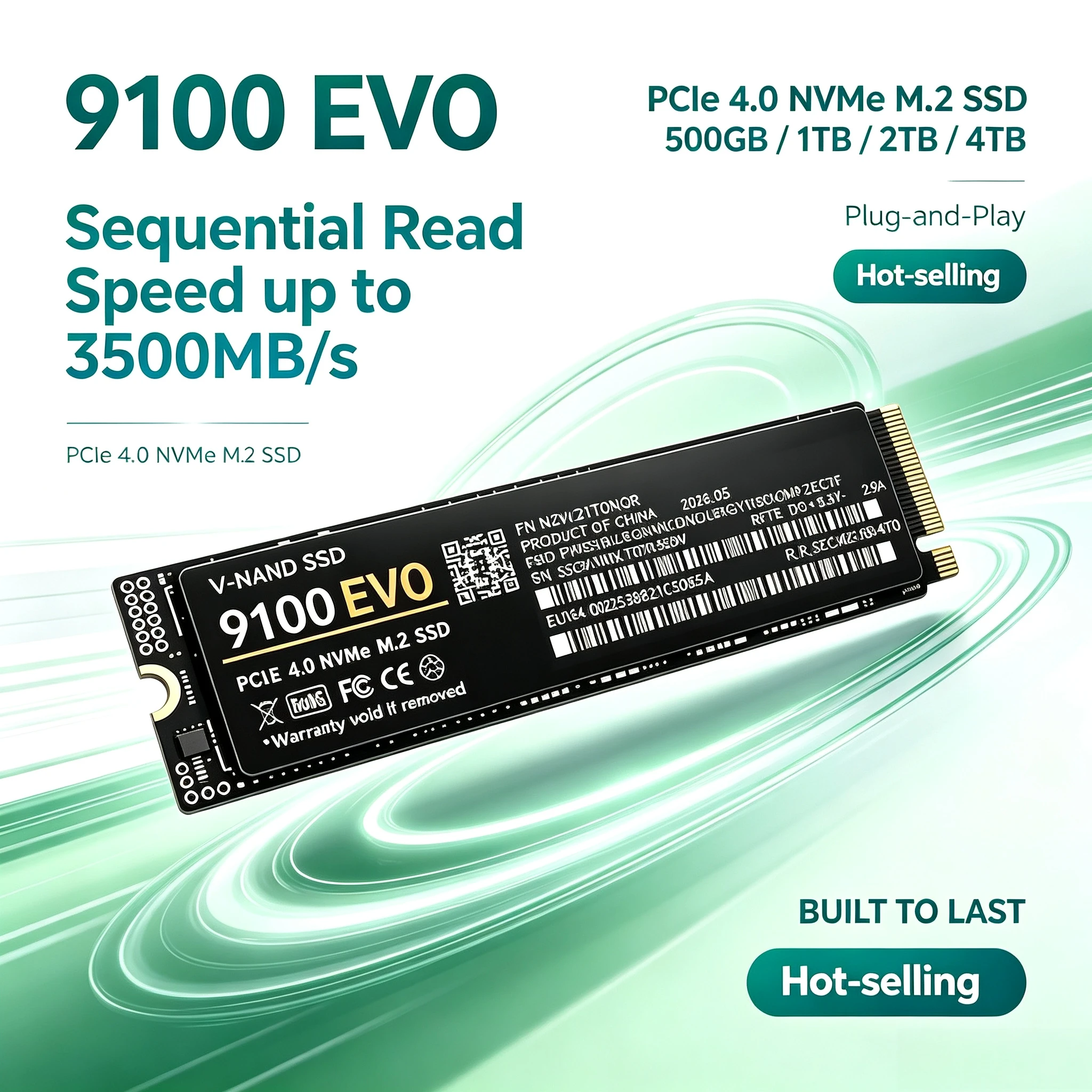 500GB 1TB 2TB 4TB SSD 9100 EVO M.2 NVMe Original Internal Solid State Hard Drive Laptop Desktop Notebook Max Unit