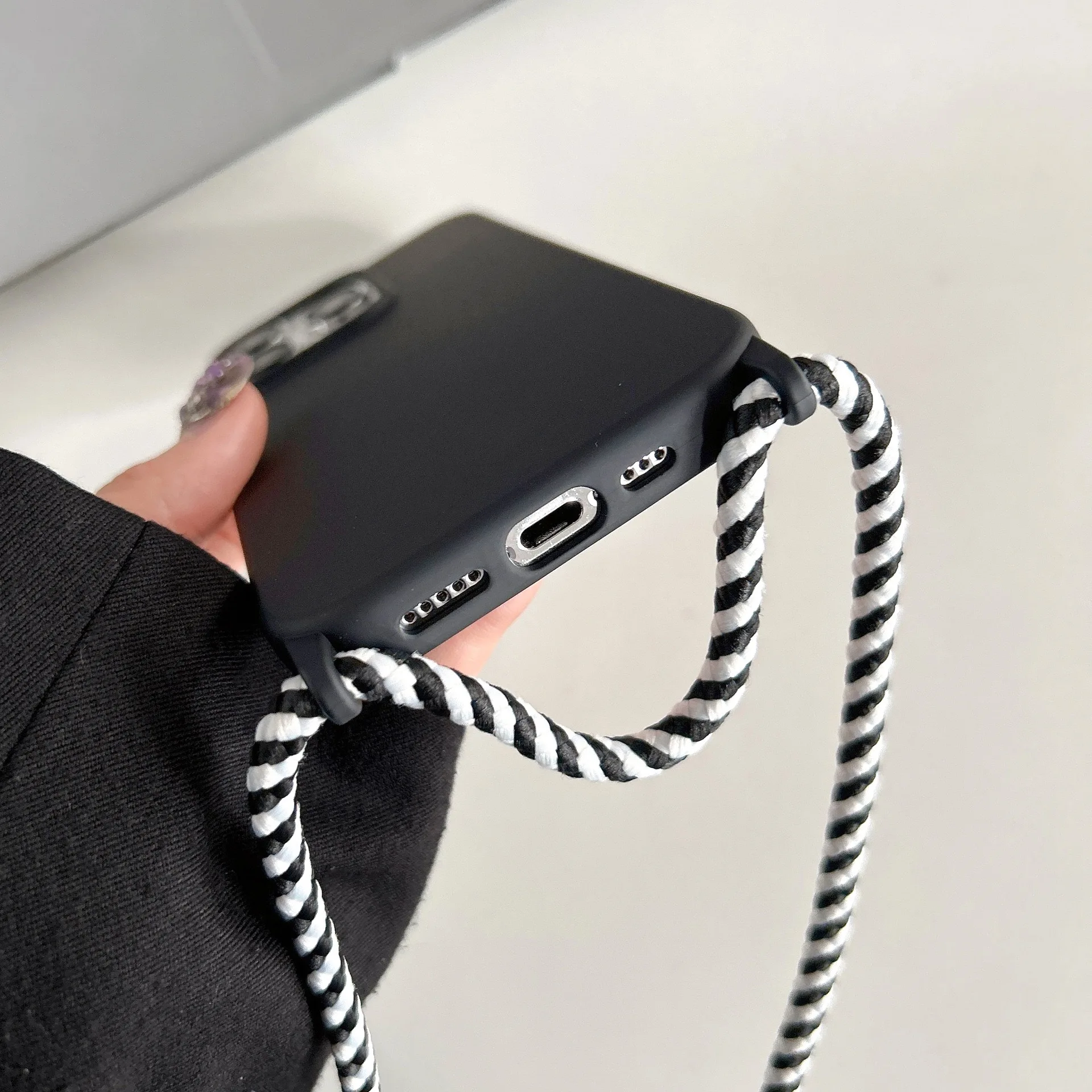 Necklace Strap Cord Crossbody Lanyard Liquid Silicone Case For iPhone 16 Pro 15 14 13 Pro max 12 12mini 7 8 plus - náhled 6