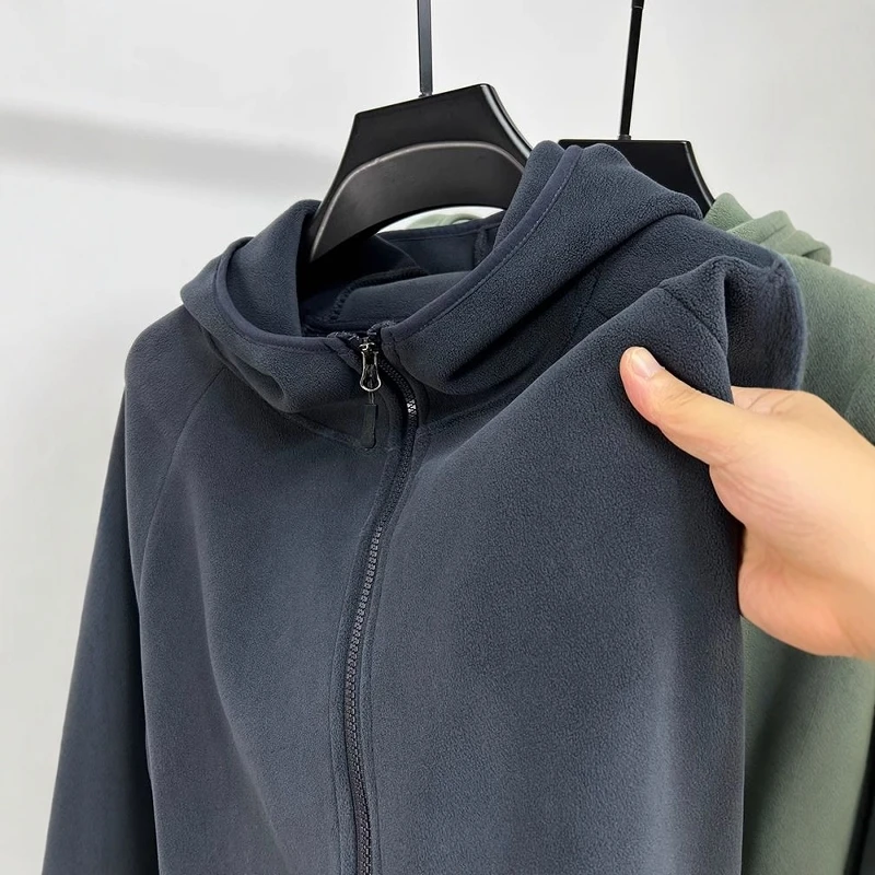 

Extra Large 300 Pou Double-sided Fce Hooded Open Cardigan Sweatirt ex Autumn Winter Thi Warm Outerwear Top