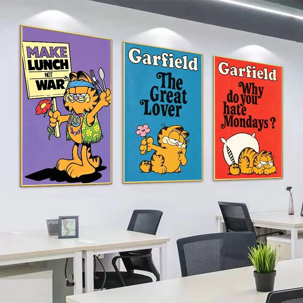 Cartoon G-GaRfielD Kawaii Poster Print Cook Cooked Wall Art Canvas Painting for Living Room Bedroom Home Decor