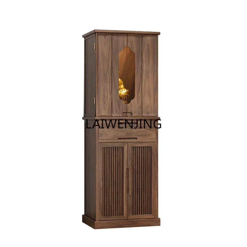 SGF solid wood casket new Chinese vertical cabinet simple Guanyin shrine black walnut