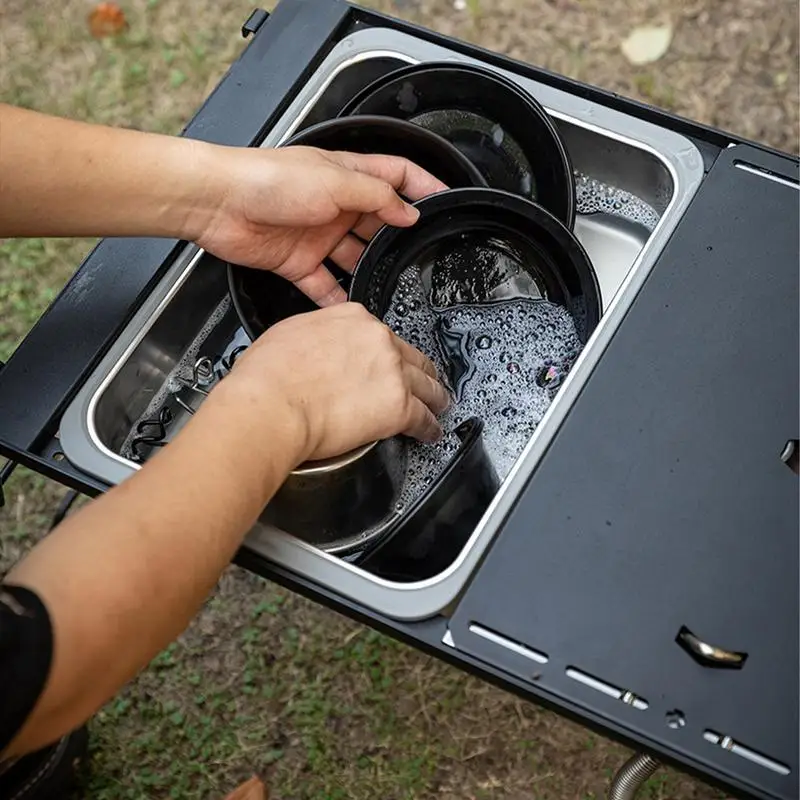 

IGT Table Sink Outdoors Camping Portable Kitchen Supplies with Filter Wash Basin Stainless Steel Picnic Storage Basin