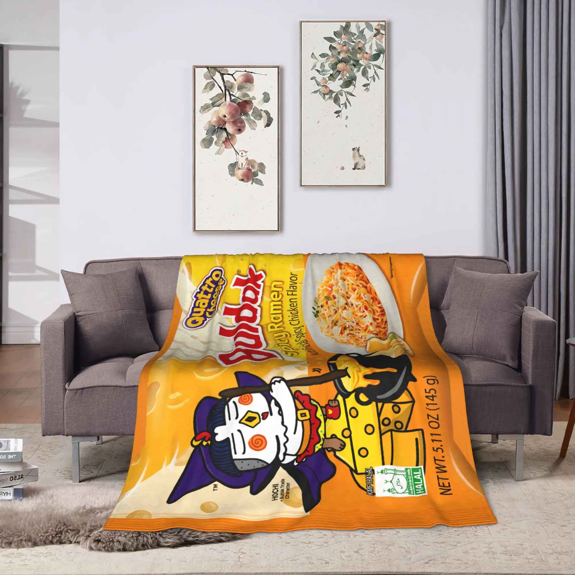 Spicy Chicken Noodles Hot Blanket  Picnic Flannel Throw Blanket For Outdoor Soft Warm Design Quality Bedspread Gift Idea