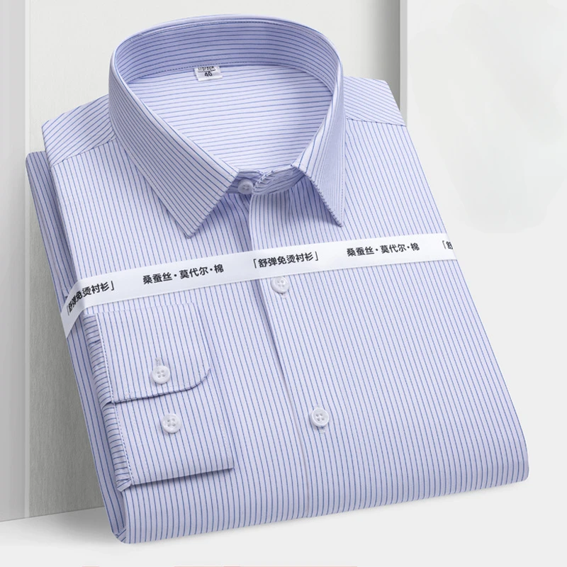 

8XL 7XL Modal Men Shirts Long Sleeve Slim Fit Anti-wrinkle Man Shirt Plus Size Big and Tall Work White Shirts Men Long Sleeve