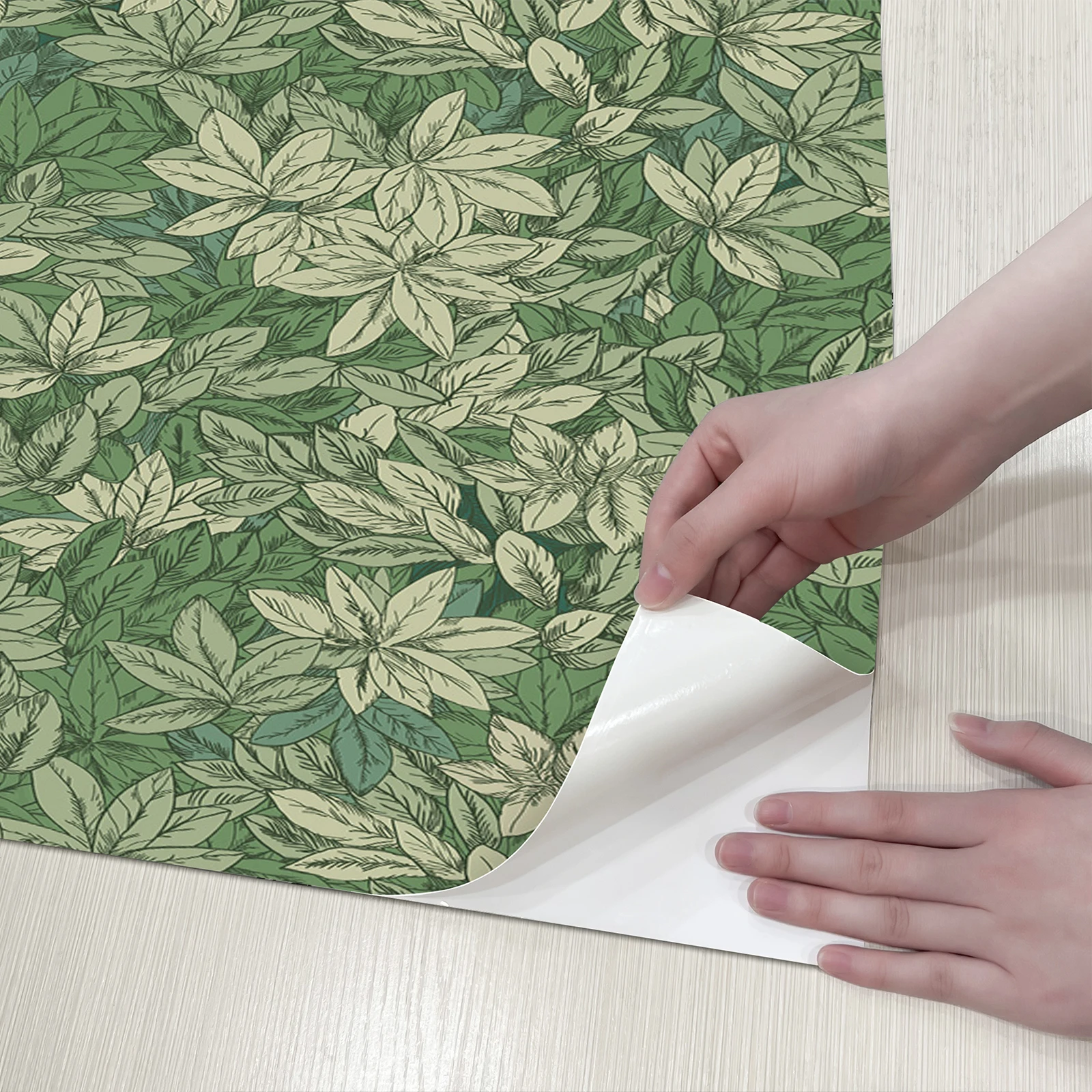 ورق جدران من الفينيل بأوراق خضراء طازجة، ورق جدران أنيق قابل للتقشير واللصق من مادة PVC، ملصقات خزانة ذاتية اللصق للأثاث