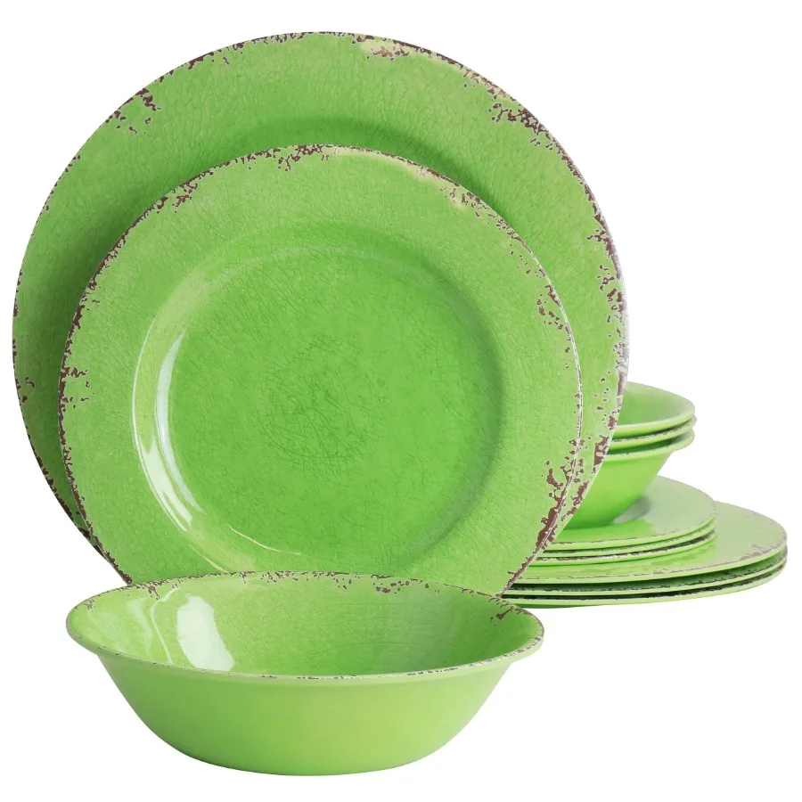 

Набор посуды из меламина California Designs Mauna, 12 предметов, цвет Crackle Green