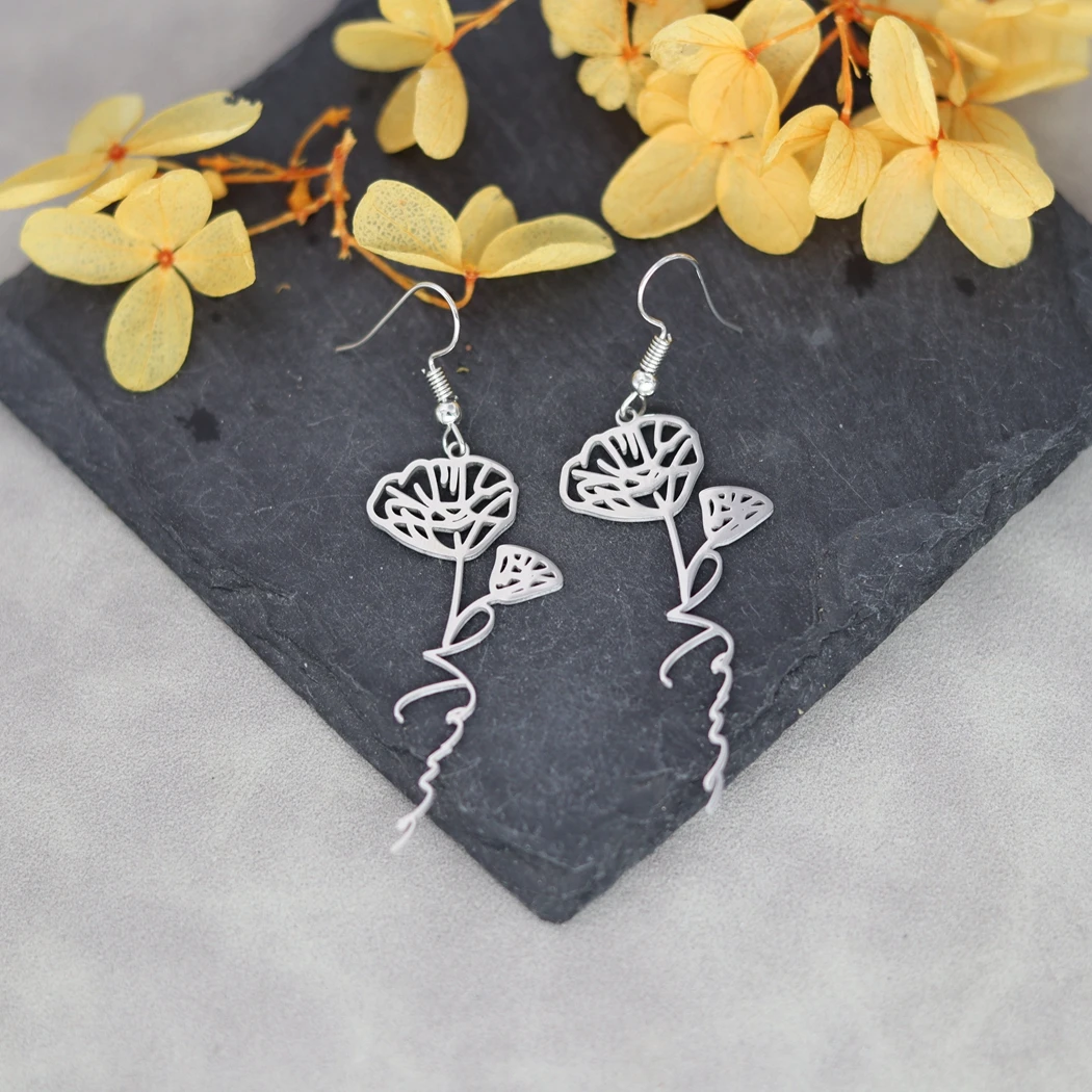 Custom Perimade Birth Flower Name Earrings Custom Monogram Drop Earrings Sentimental Best Friend Jewelry Trendy Bridesmaid Gift