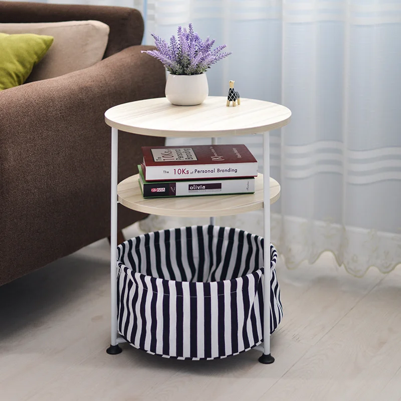 

Inventive Beverage Table Circular Family Room Central Platform Movable Bedroom Notebook Stand with Basket Compartment