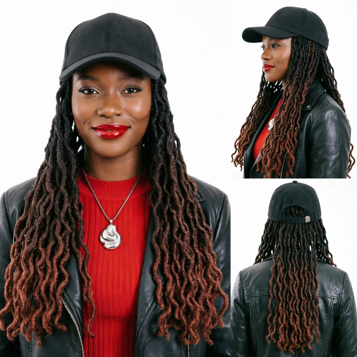 

Ombre Gypsy Box Braids Wig with Baseball Cap Wig - Glueless Synthetic Goddess Locs Hat for Black Women Cosplay Festival - Wigera