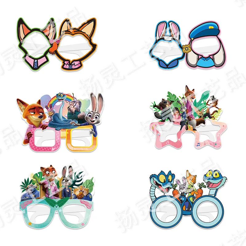 Zootopia 12pcs Animal Party Cartoon Photo Prop Paper Glasses Decorations Crazy Costume Accessory Toy Figure Collection