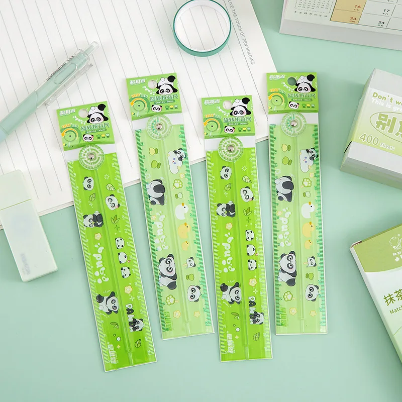 Bview Art عشوائيا 1 قطعة مسطرة باندا لطيفة قابلة للطي مع منقلة - أداة رسم هندسية للطلاب الإبداعي