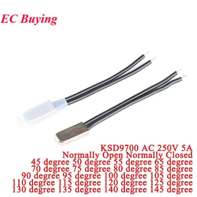 1Pc-20Pcs KSD9700 250V 5A 85C 95C 45-145 Degree Bimetal Disc Temperature Switch Normal Open Closed Thermostat Thermal Protector