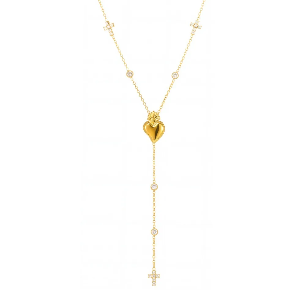 

Women's Necklace Inlaid with Zircon Cross Long Tassel Double-layer Stacked Stainless Steel Fashionable and Versatile Jewelry